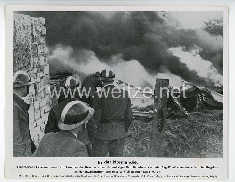 III. Reich - gedrucktes Pressefoto " In der Normandie " 21.7.1944