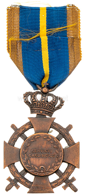 Königreich Rumänien Treuedienst Ehrenkreuz in Bronze mit Schwertern, ab 1932 Bild 2
