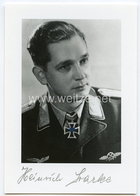 Luftwaffe - Nachkriegsunterschrift vom Ritterkreuzträger, Schlachtflieger (FW - 190) Heinrich Starke