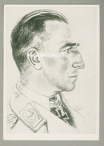 Luftwaffe - Willrich farbige Propaganda-Postkarte - Ritterkreuzträger Major Martin Harlinghausen