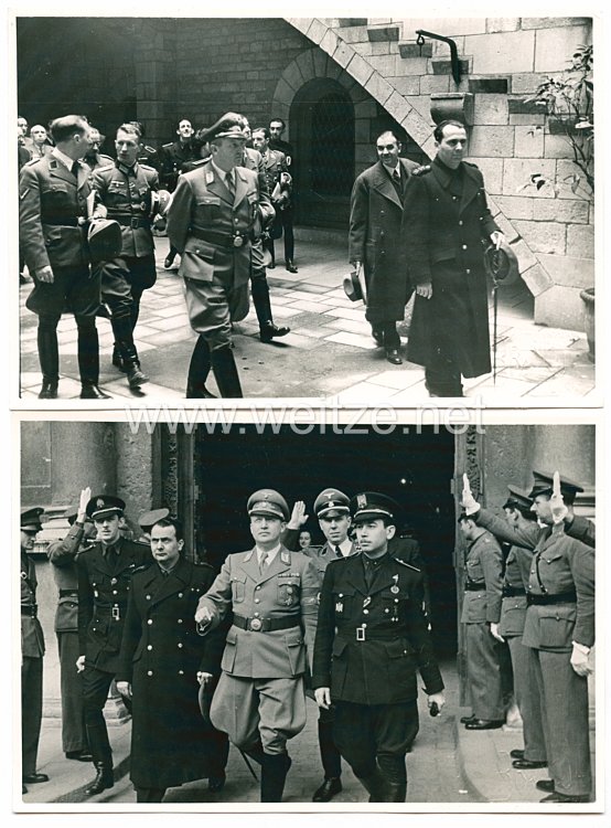 III. Reich Fotogruppe, Ritterkreuzträger Walter Nowotny, Gauleiter Dr. Gustav-Adolf Schell und Dr. Werner Braune in Barcelona