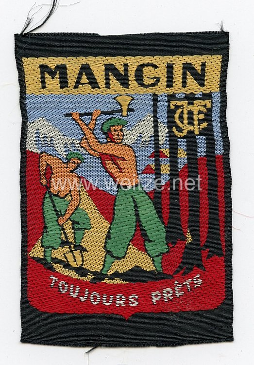 Frankreich 2.Weltkrieg Vichy Regierung, Stoffabzeichen der Jugendorganisation "Chantiers de la Jeunesse, groupement 27 Foix-Ariège"