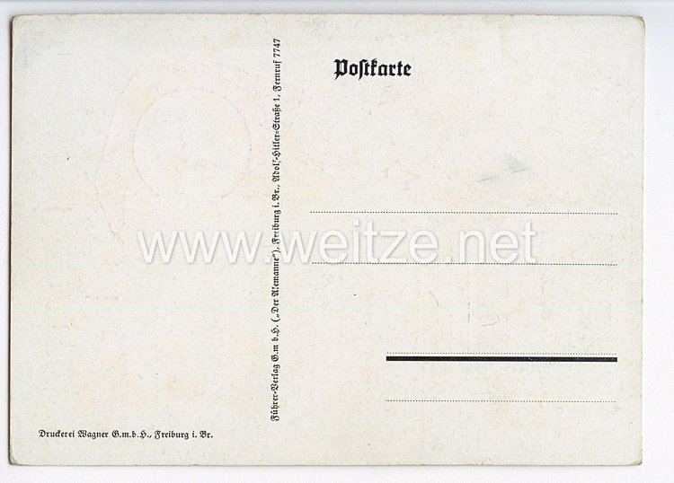 III. Reich - farbige Propaganda-Postkarte - " Horst Wessel Lied " Bild 2