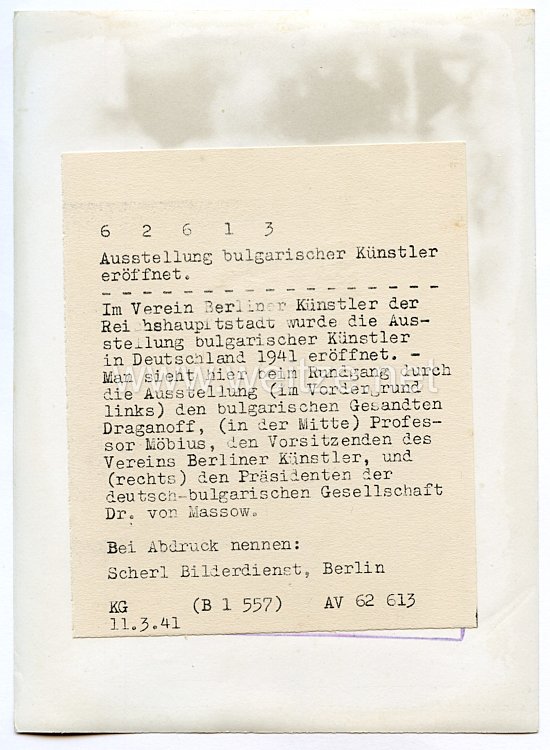 3. Reich Pressefoto: Ausstellung bulgarischer Künstler eröffnet 11.3.1941 Bild 2