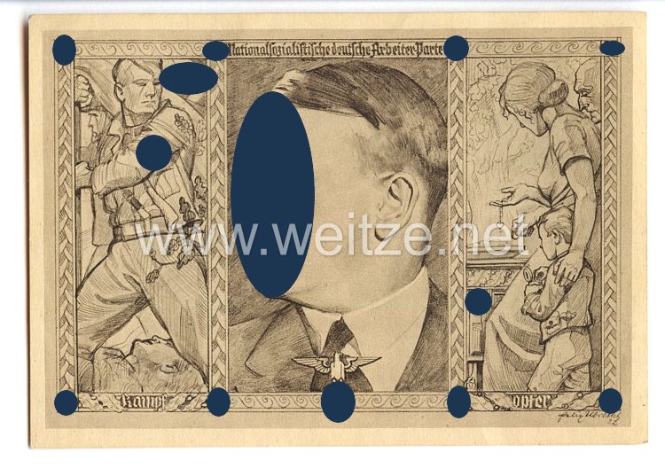 III. Reich - Propaganda-Postkarte - " NSDAP Kampf-Opfer Wert 50 Rpf. "
