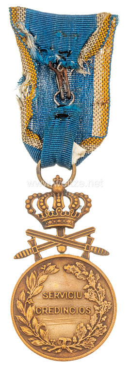 Königreich Rumänien Treuedienst Medaille in Bronze mit Schwertern, ab 1932 Bild 2