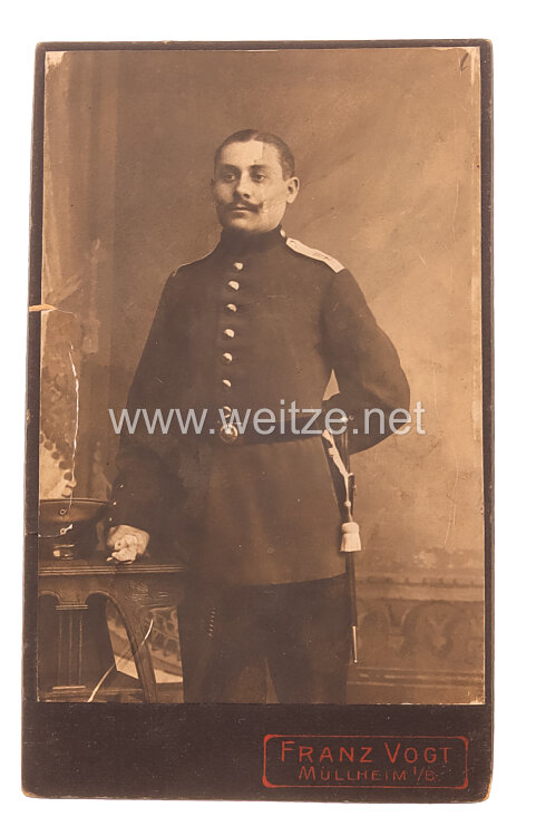 Baden Kleines Kabinettfoto eines Gefreiten im 7. Badischen Infanterie-Regiment Nr. 142