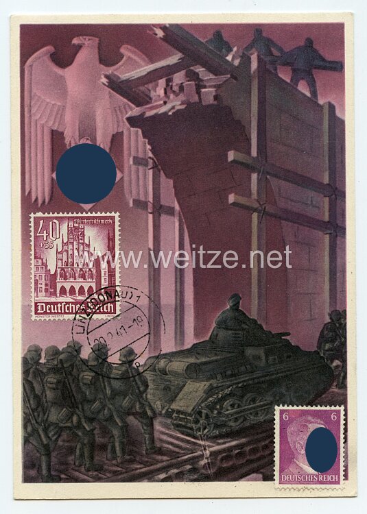III. Reich - farbige Propaganda-Postkarte - " Die deutsche Wehrmacht "