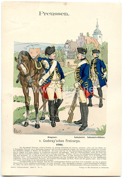 Knötel Uniformtafel "v. Gschray´sches Freicorps" 1761,