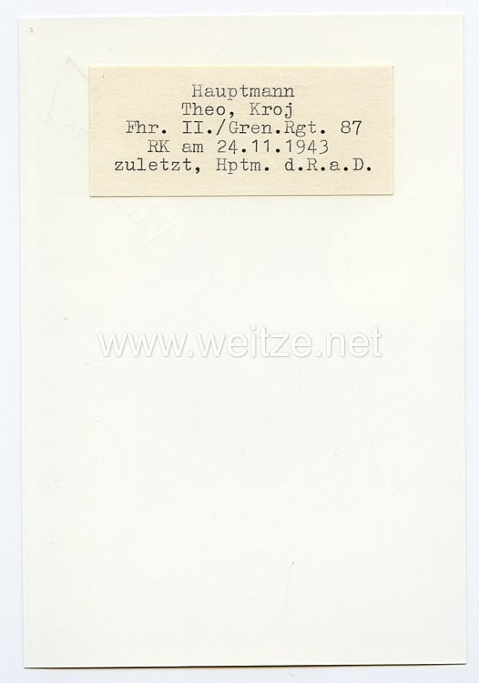 Heer - Nachkriegsunterschrift von Ritterkreuzträger Theo Kroj Bild 2