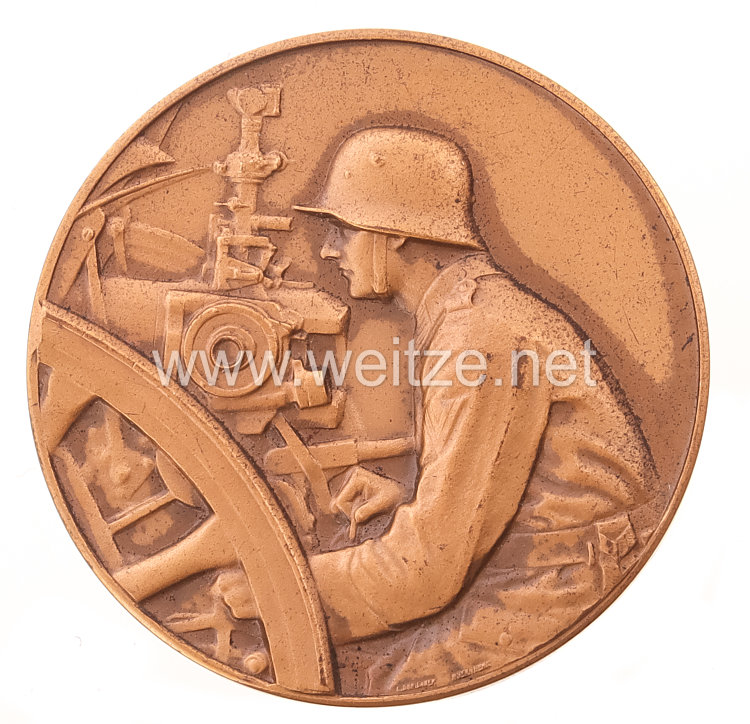 Reichswehr, nichttragbare bronzene Siegermedaille "Preisrichten 1930 3. Preis 3. Artillerie Regiment 6. Batterie"