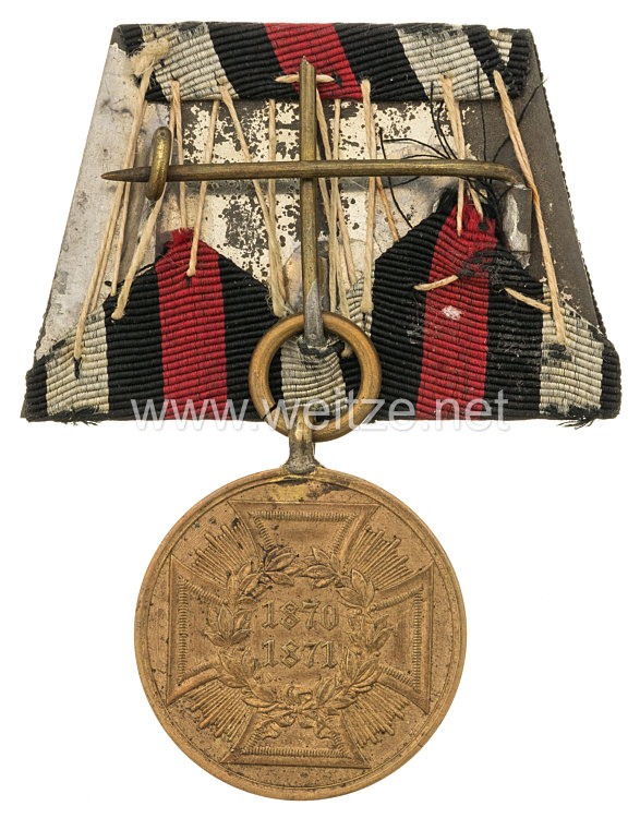Preußen Kriegsdenkmünze 1870/71 für Kämpfer an Einzelbandschnalle Bild 2