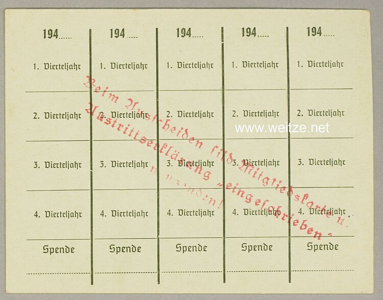 Nationalsozialistischer Lehrerbund ( NSLB ) - Mitgliedskarte Bild 2