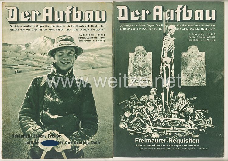 III. Reich - 2 x Ausgabe von : Der Aufbau - Alleiniges amtliches Organ der NS-Hago - 5. Jahrgang 1937 Folge 1 und 2