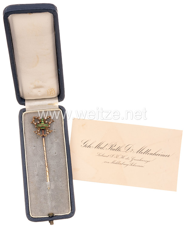 Mecklenburg-Schwerin Goldene Geschenknadel mit Brillanten des Großherzogs Fridrich Franz II von Mecklenburg (1823 - 1883)