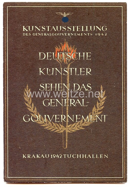 III. Reich - farbige Propaganda-Postkarte - " Kunstausstellung des Generalgouvernements 1942 - Krakau 1942 Tuchhallen - Deutsche Künstler sehen das Generalgouvernement "