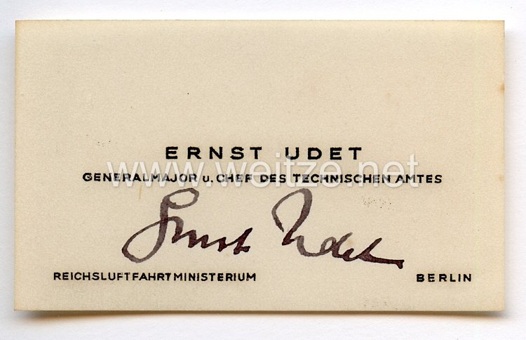 Luftwaffe - Originalunterschrift von Ritterkreuzträger Generalmajor Ernst Udet 