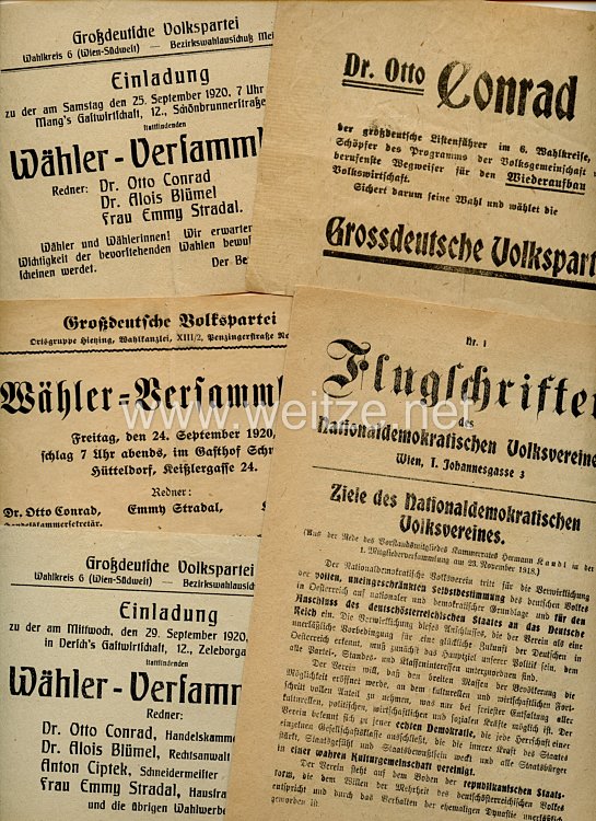 Weimarer Republik - Großdeutsche Volkspartei in Österreich - kleine Dokumentengruppe