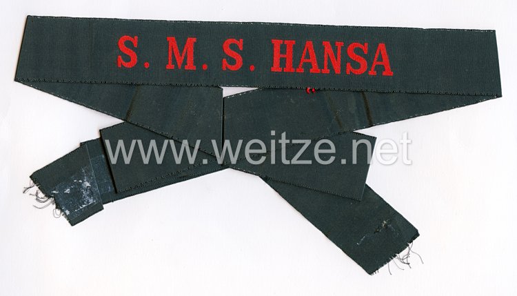 Mützenband "S.M.S. Hansa" für Schiffsjungen in Rot