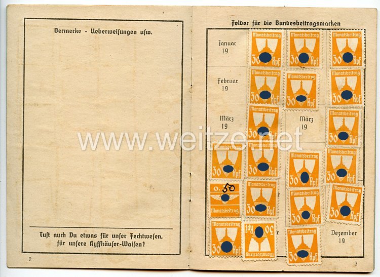 Deutscher Reichskriegerbund ( Kyffhäuserbund ) e.V. - Mitgliedsbuch Bild 2