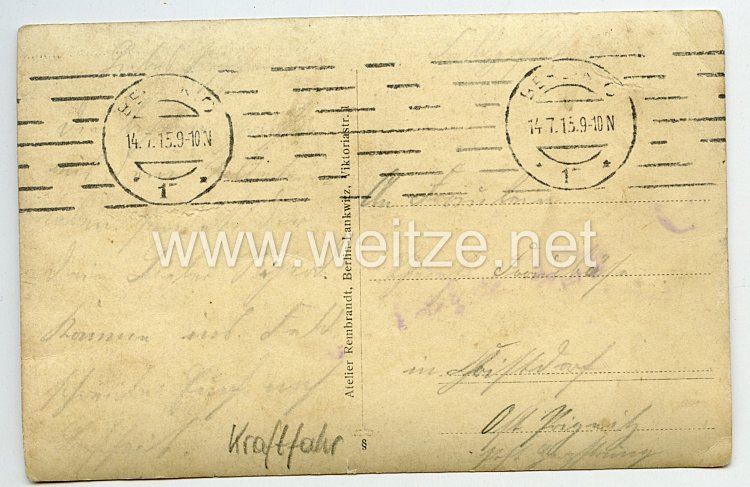 Preußen 1. Weltkrieg Fotopostkarte Soldat im Kraftfahr-Bataillon Bild 2