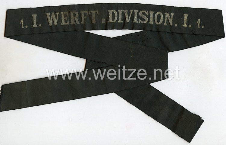 Kaiserliche Marine Mützenband "1.I. Werft-Division"