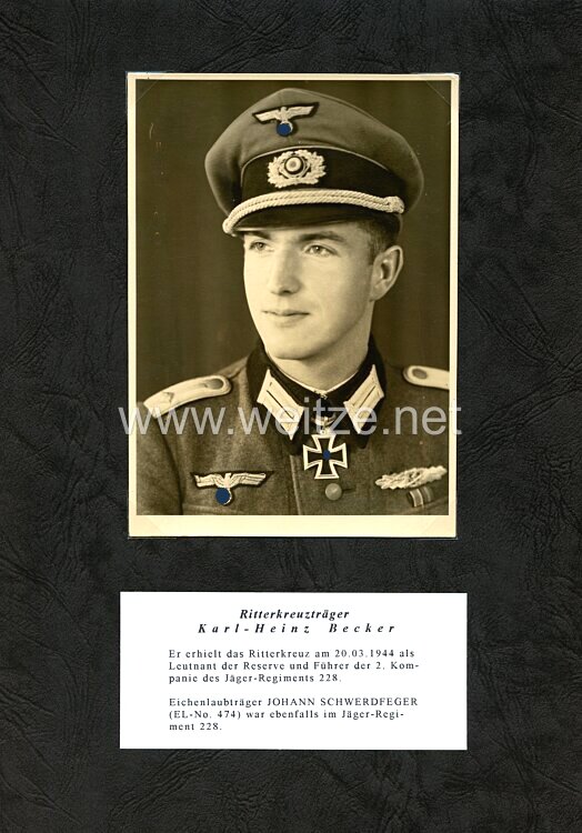 Wehrmacht Heer Portraitfoto, Ritterkreuzträger Karl-Heinz Becker