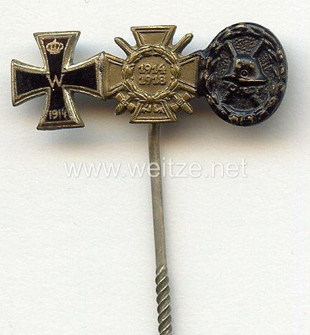 Miniaturspange eines Frontkämpfers im 1. Weltkrieg - 3 Auszeichnungen