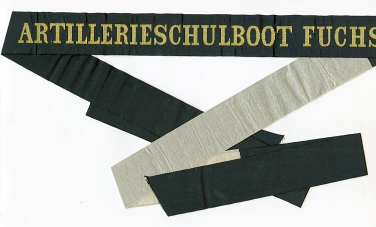 Reichsmarine Mützenband "Artillerieschulboot Fuchs"