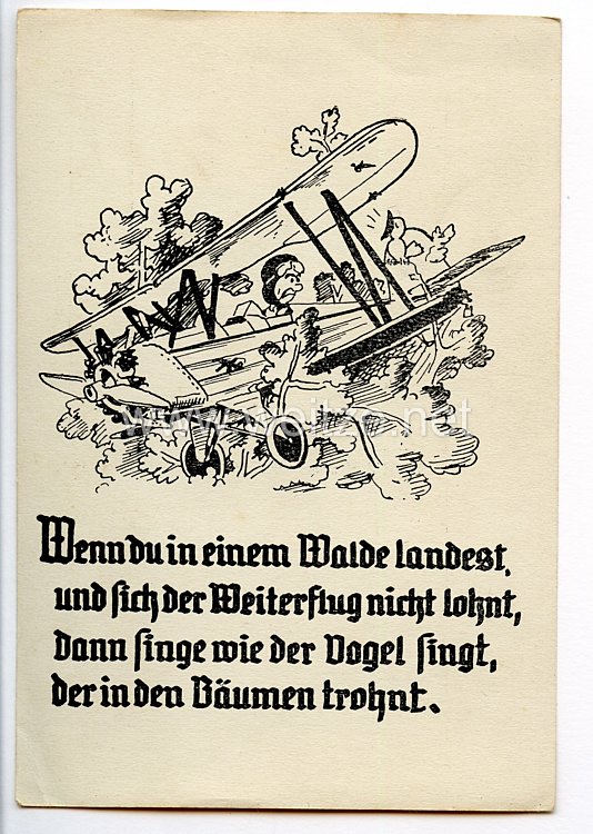 Deutscher Luftsport-Verband ( DLV ) - Propaganda-Postkarte - " Wenn du in einem Walde landest, ... "