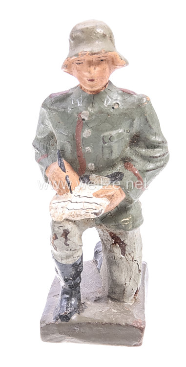 Lineol - Heer Soldat kniend auf Karte schreibend