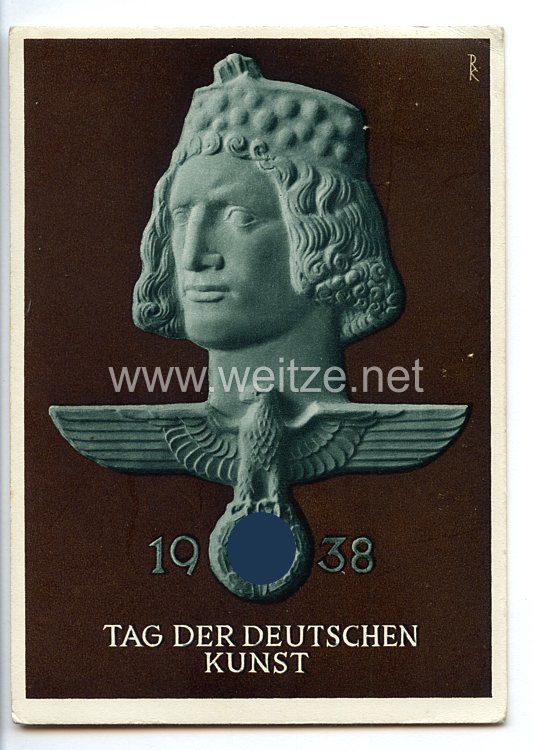 III. Reich - farbige Propaganda-Postkarte - " Tag der Deutschen Kunst 1938 "