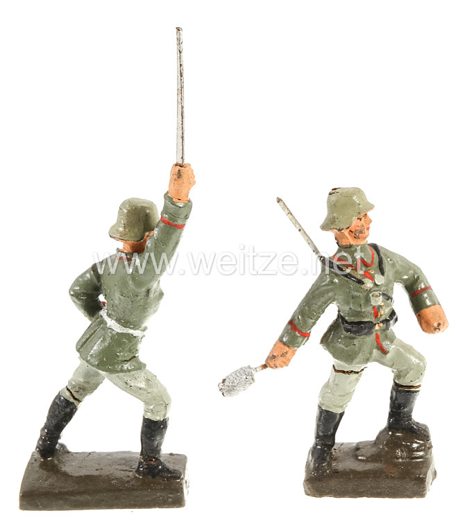 Lineol - Heer Sturmoffizier und Soldat Handgranate werfend