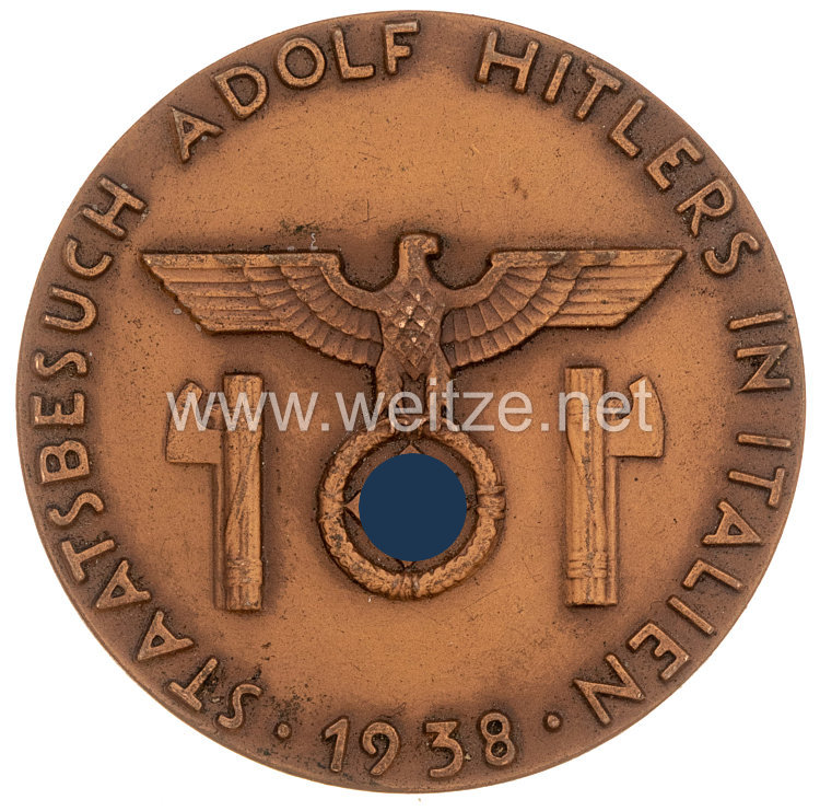 NSDAP nichttragbare Auszeichnungsplakette der NSDAP AO Landesgruppe Italien zum "Staatsbesuch Adolf Hitlers in Italien 1938"
