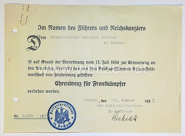 III. Reich - Dokumentengruppe eines Stadtsekretär Bild 2