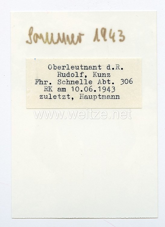 Heer - Nachkriegsunterschrift von Ritterkreuzträger Rudolf Kunz Bild 2