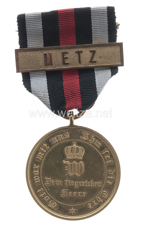 Preussen Spange mit Kriegsdenkmünze 1870/71 für Kämpfer am Band mit Gefechtspange 