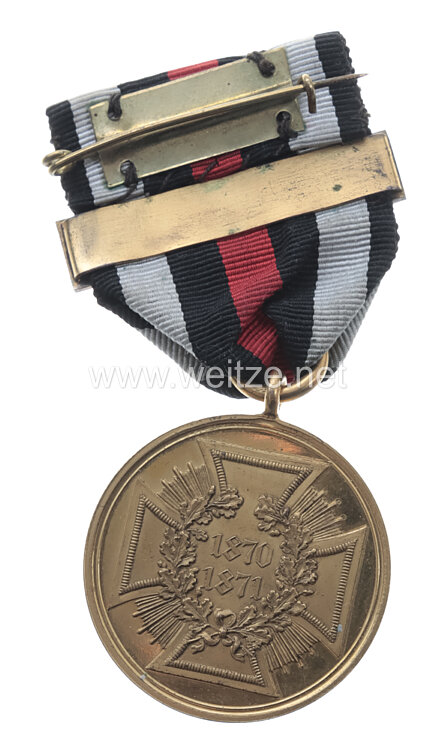Preussen Spange mit Kriegsdenkmünze 1870/71 für Kämpfer am Band mit Gefechtspange "METZ" Bild 2