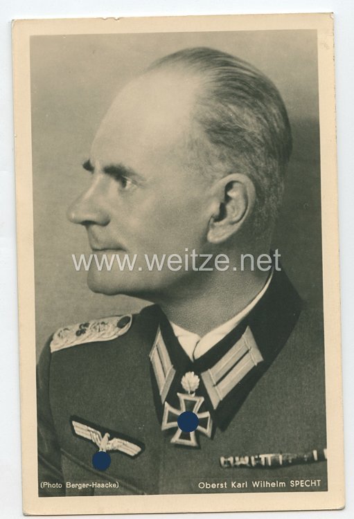 Heer - Portraitpostkarte von Ritterkreuzträger Oberst Karl Wilhelm Specht