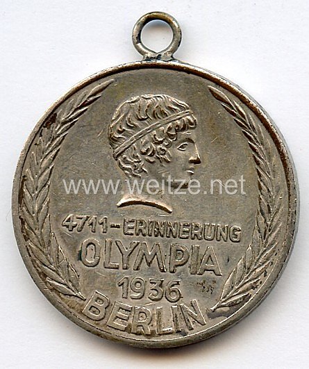 XI. Olympischen Spiele 1936 Berlin - Erinnerungsmedaille der Firma 4711 in Köln Glockengasse