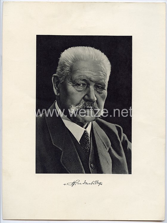 Reichspräsident Paul von Hindenburg - Faksimileunterschrift mit Foto Bild 2