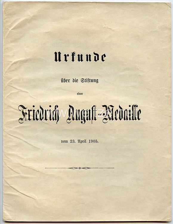 Sachsen - Statuten über die Stiftung der Friedrich-August-Medaille