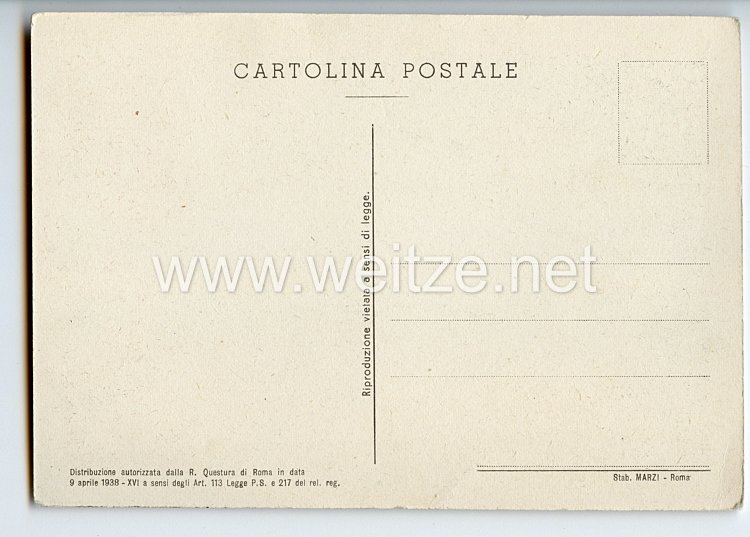 III. Reich - farbige Propaganda-Postkarte - " Hitler - Mussolini 3.-9. Mai 1938 in Rom " Bild 2