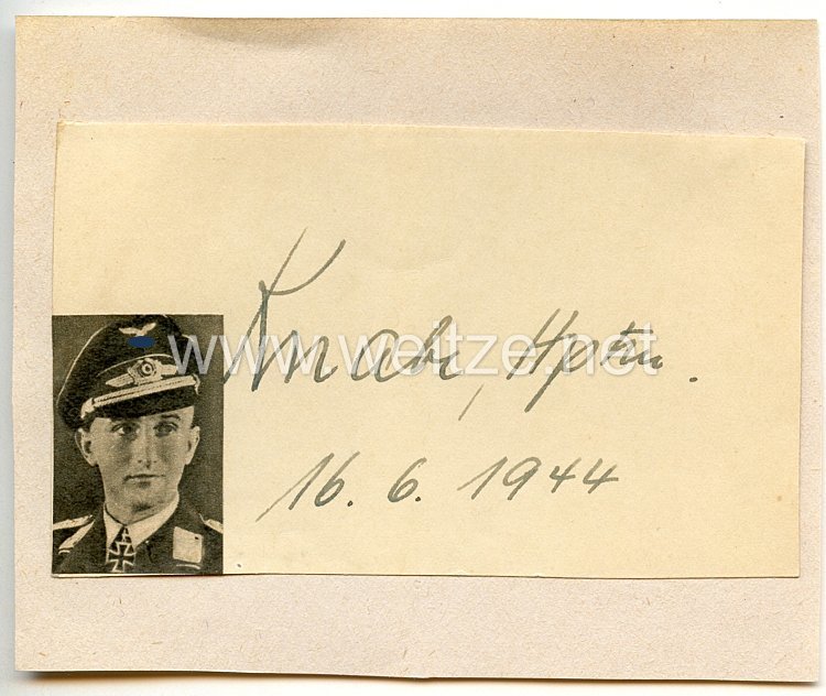 Luftwaffe - Originalunterschrift von Ritterkreuzträger Hauptmann Konrad Knabe