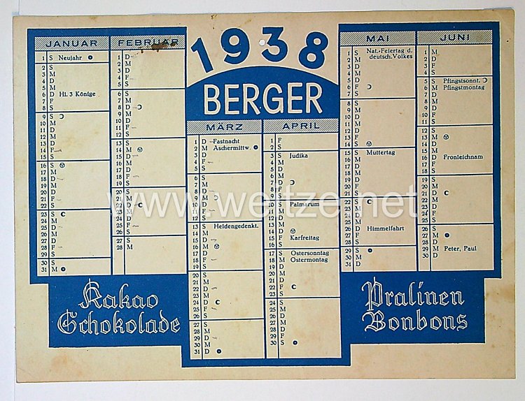 Jahreskalender von 1938 Bild 2