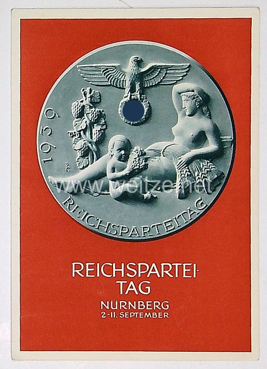 III. Reich - farbige Propaganda-Postkarte - " Reichsparteitag des Friedens Nürnberg 2.-11.9.1939 "