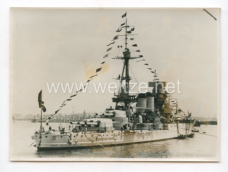 3. Reich Pressefoto: Admiralsschiff "Conte die cavour" in Neapel 5.5.1938