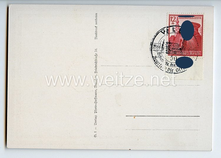 III. Reich - farbige Propaganda-Postkarte - " Adolf Hitler - 50. Geburtstag - Unser Führer 1889-1939 " Bild 2