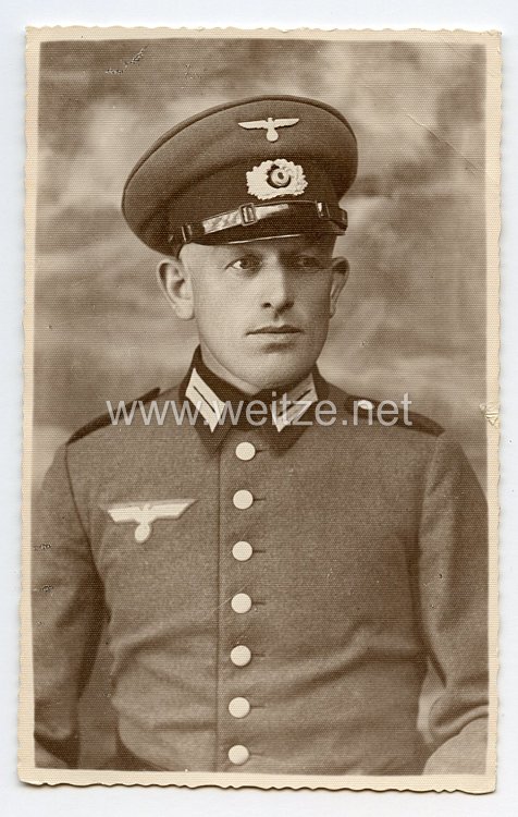 Wehrmacht Heer Portraitfoto, Soldat mit Schirmmütze