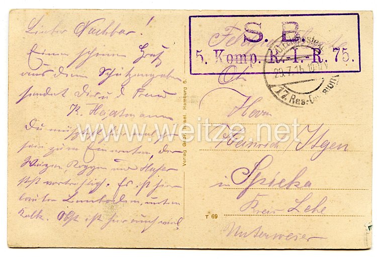 Preußen 1. Weltkrieg Postkarte "Roye - Rathaus" Bild 2